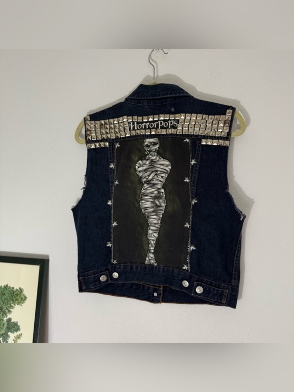 Horrorpops Levi’s dark wash custom studded vest size Medium